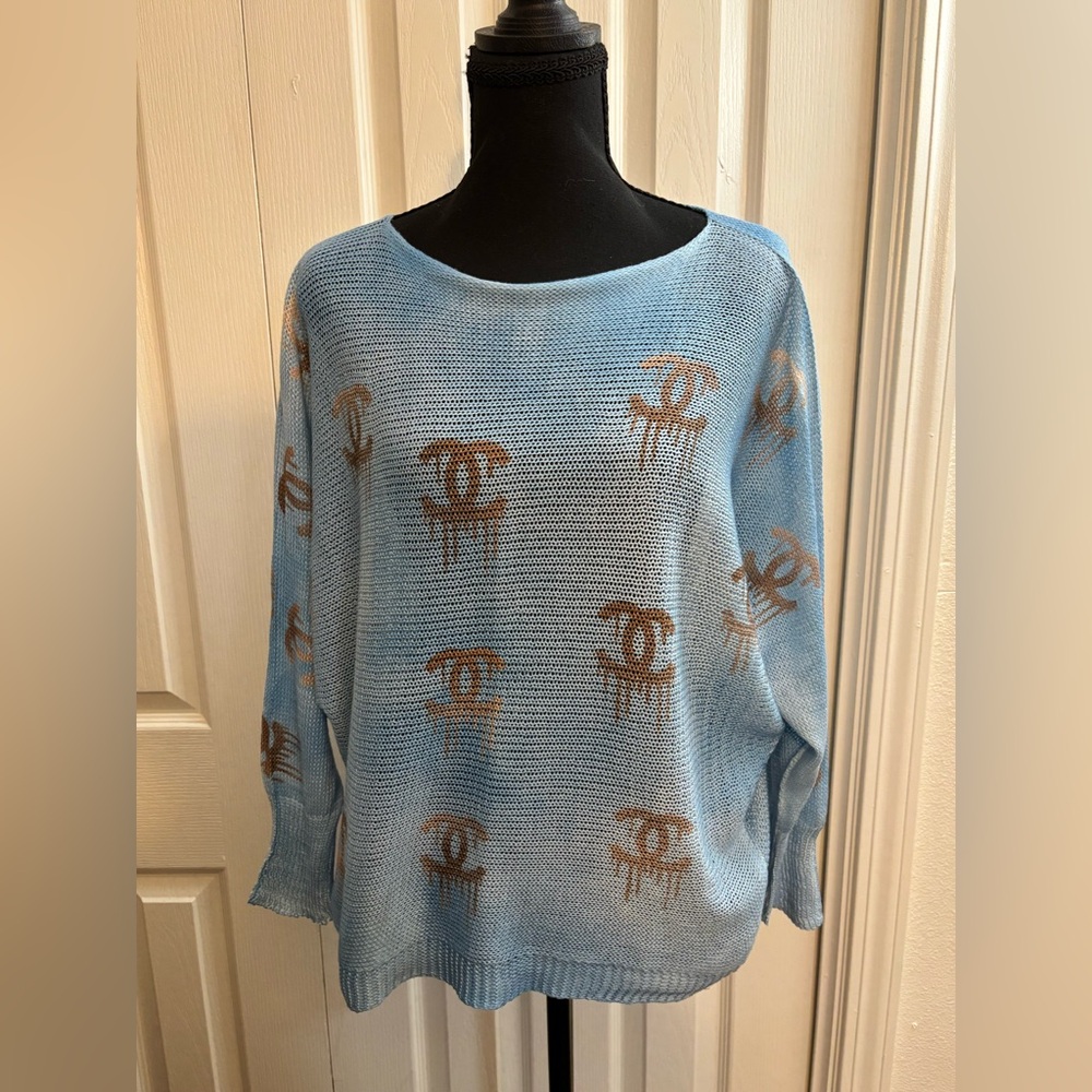 Gigi Moda Blue and Brown  Women's Knit Sweater